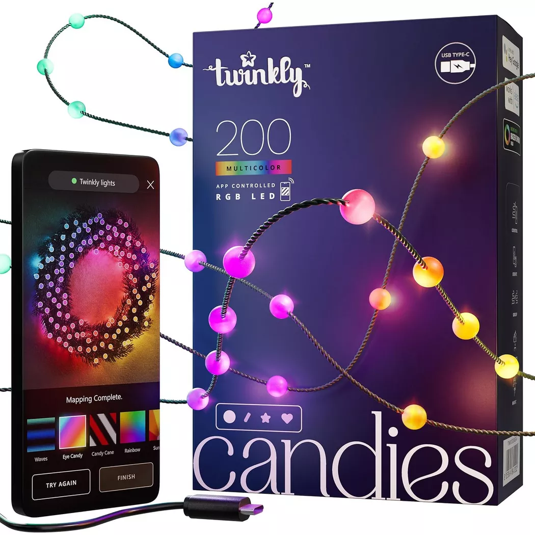 twinkly - CANDIES avec 200 LED RGB en forme de perles, 12 Monate, Vert
