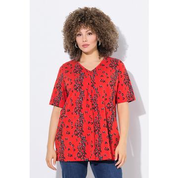 Maglia dal taglio svasato con lettere, scollo a V e mezze maniche