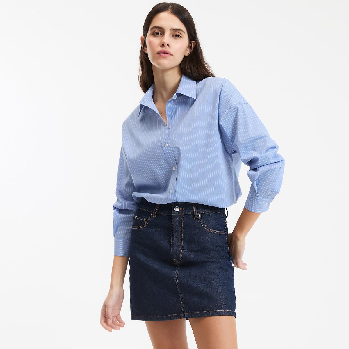 Image of Langärmeliges Relaxed-fit Hemd Signature Mit Streifen Damen Blau 36