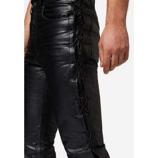 RICANO  Lederhose S/L Jeans Büffel Nappa, Im Biker-Stil und Five-Pocket-Style mit Schnürungen 