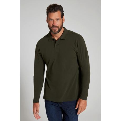 JP1880  Maglia basic in piqué con maniche lunghe e colletto polo, fino alla tg. 8XL 