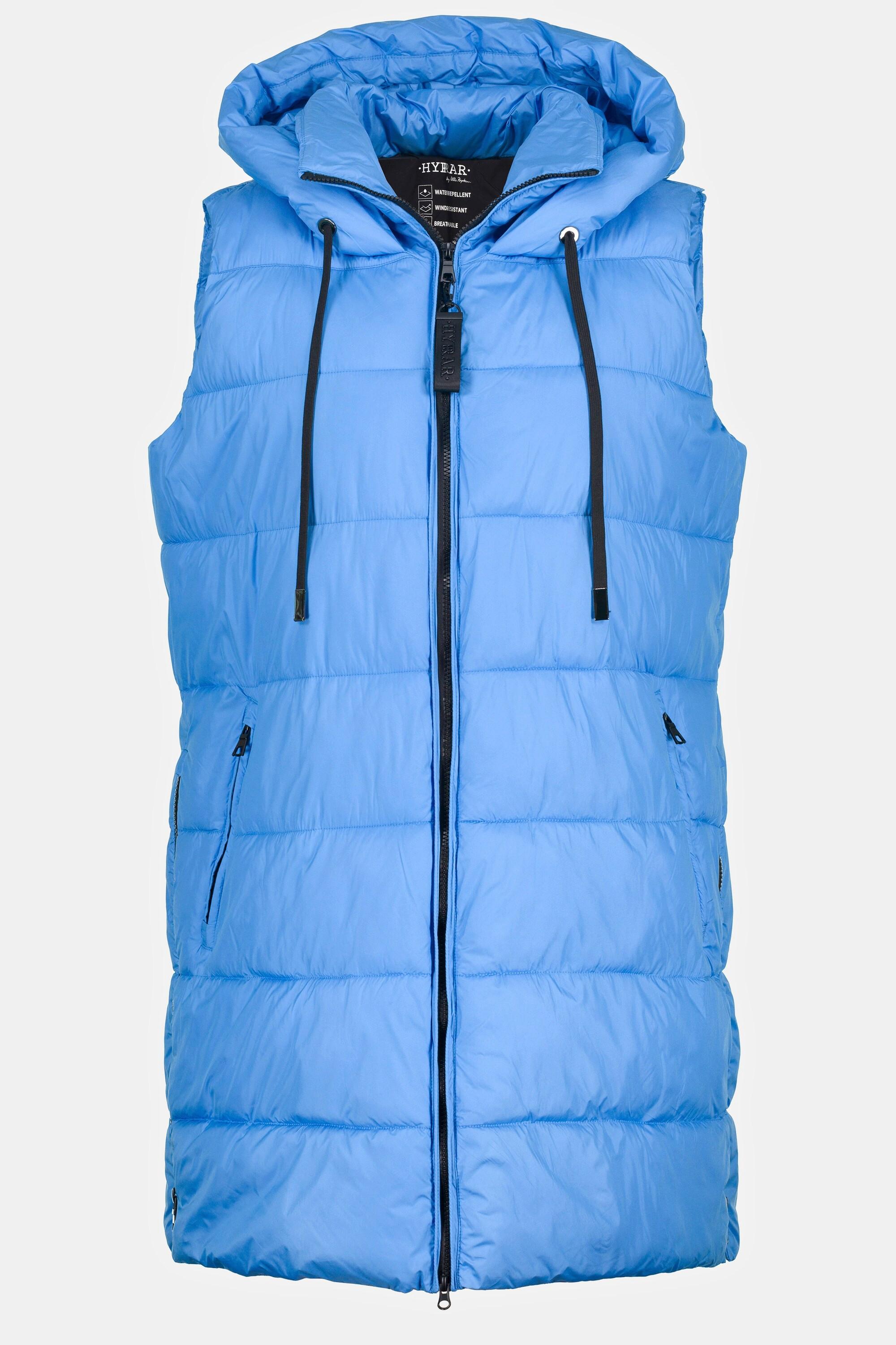 Ulla Popken  Gilet HYPRAR trapuntato e lungo con zip laterali e collo alto 