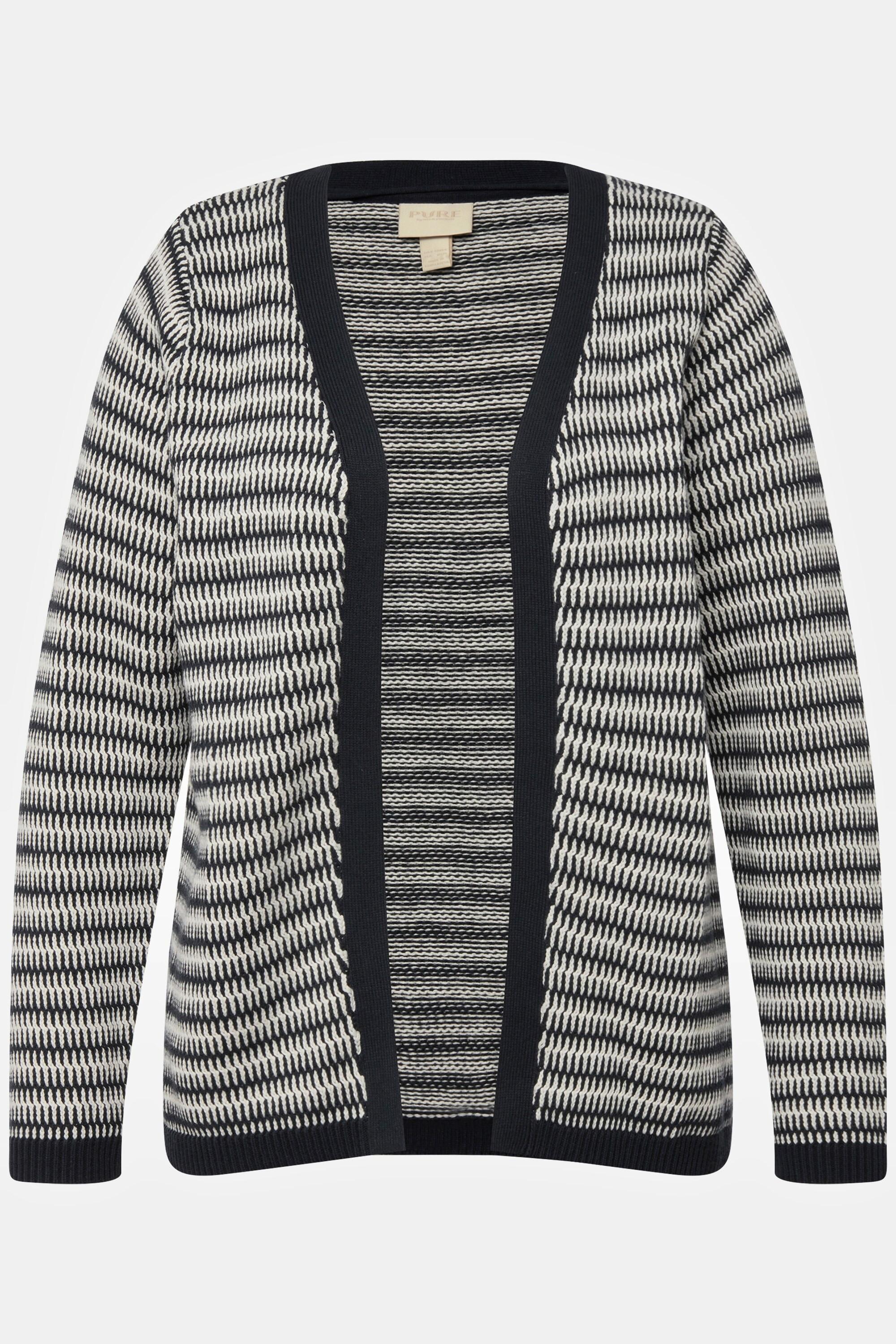 Ulla Popken  Cardigan di jacquard in cotone biologico con scollo a V 