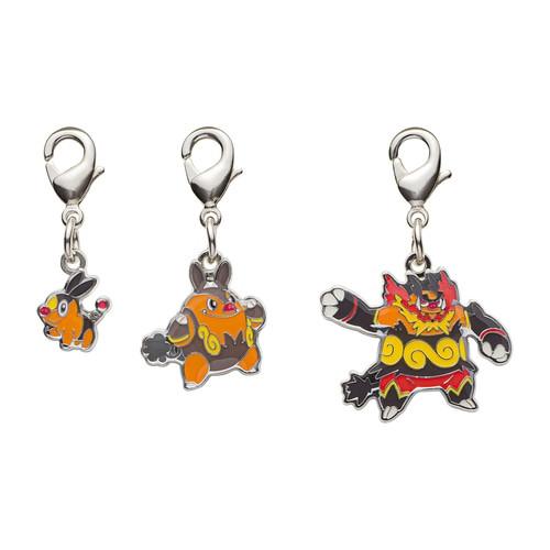 Pokémon  Pokemon Center - Tepig, Pignite, Emboar Schlüsselanhänger - 3 Stück 