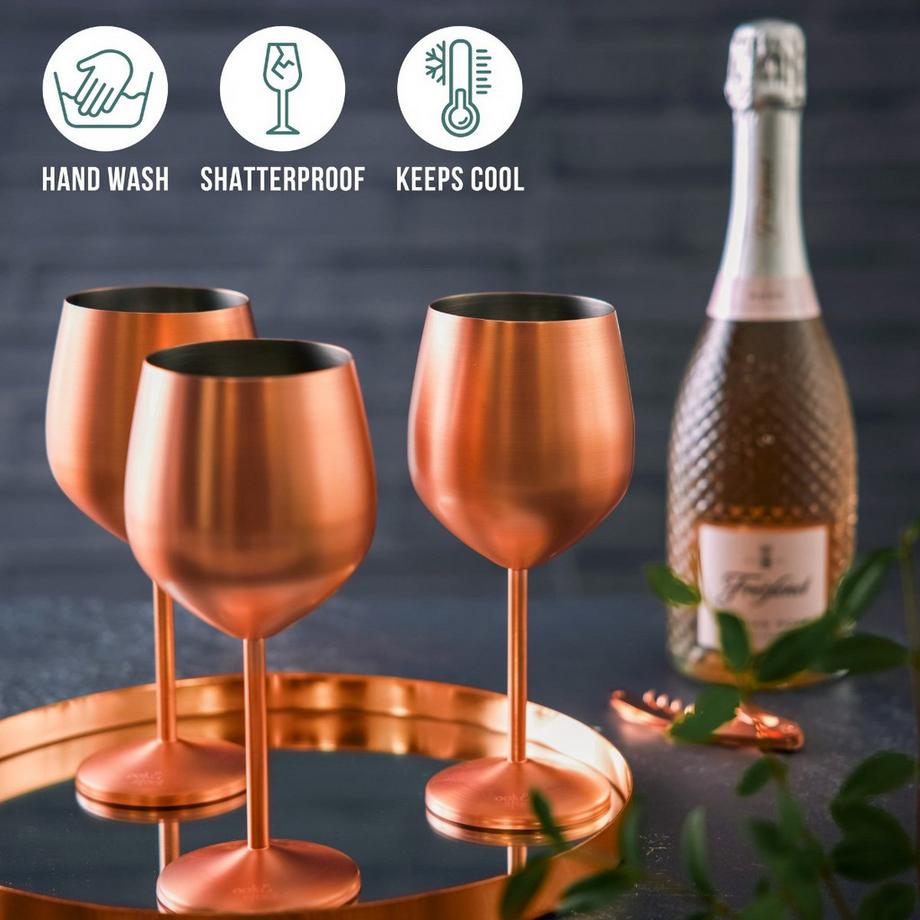 Oak & steel  Edelstahl Weingläser Rosegold matt 4er-Set 