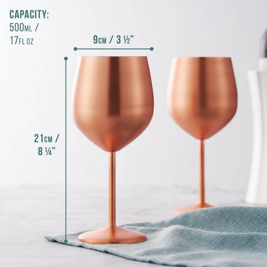 Oak & steel  Edelstahl Weingläser Rosegold matt 4er-Set 