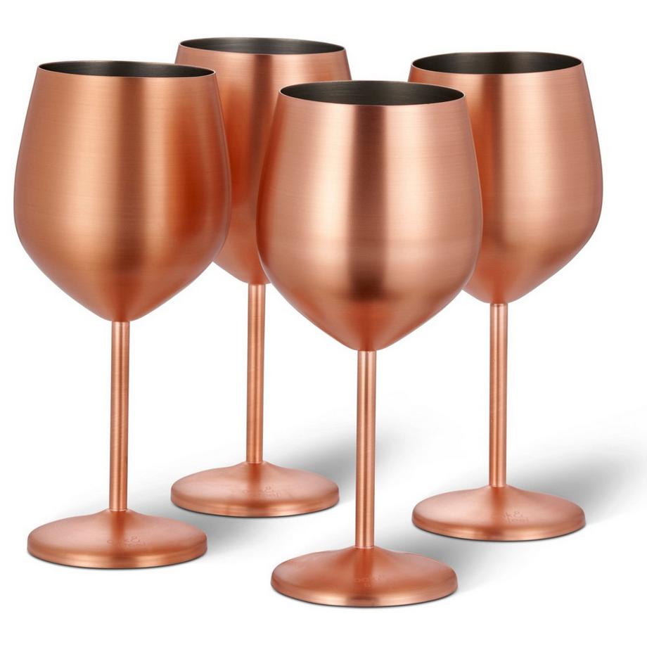 Oak & steel  Edelstahl Weingläser Rosegold matt 4er-Set 