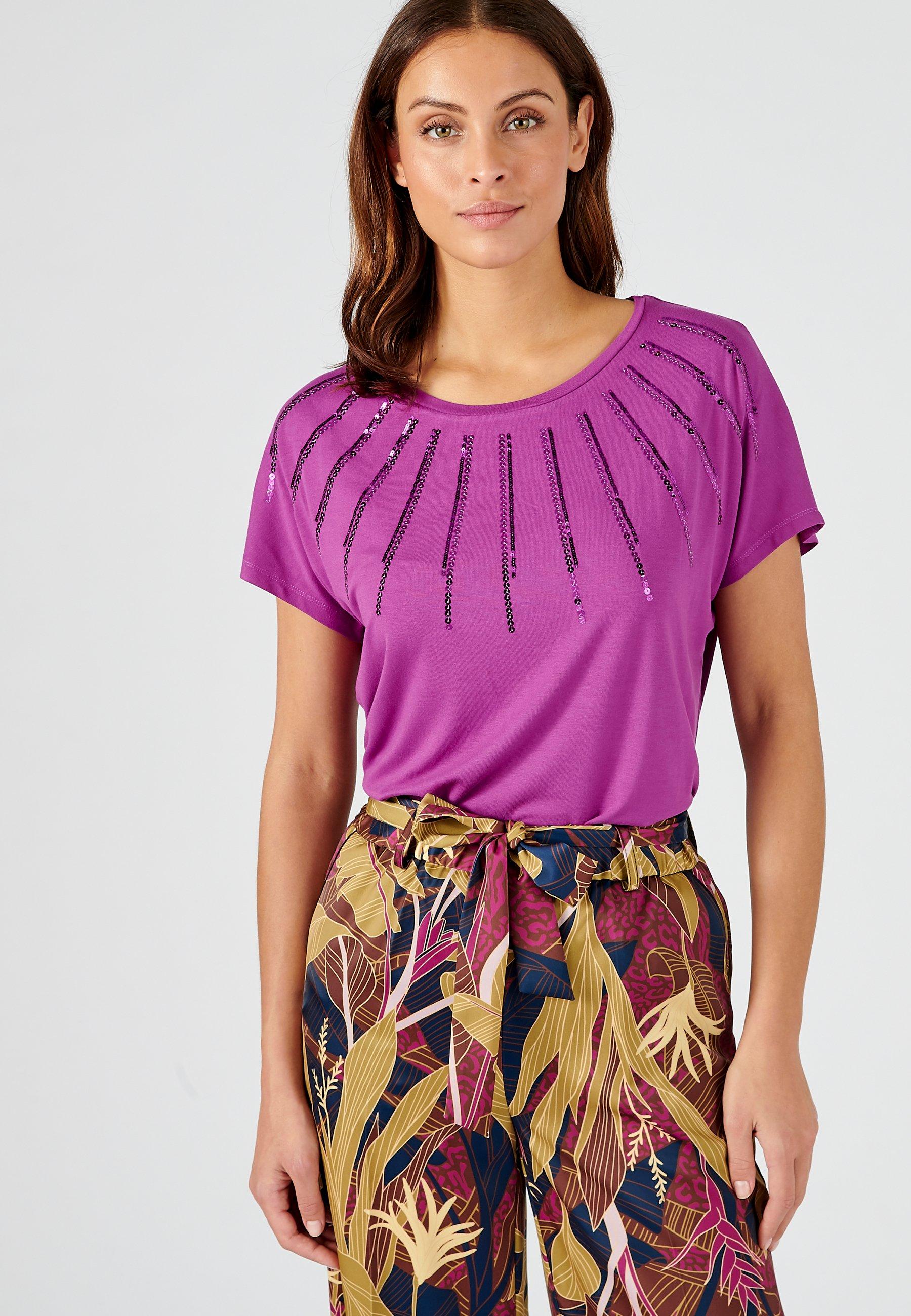 Image of T-shirt Mit Pailletten. Damen Rosa 50/52