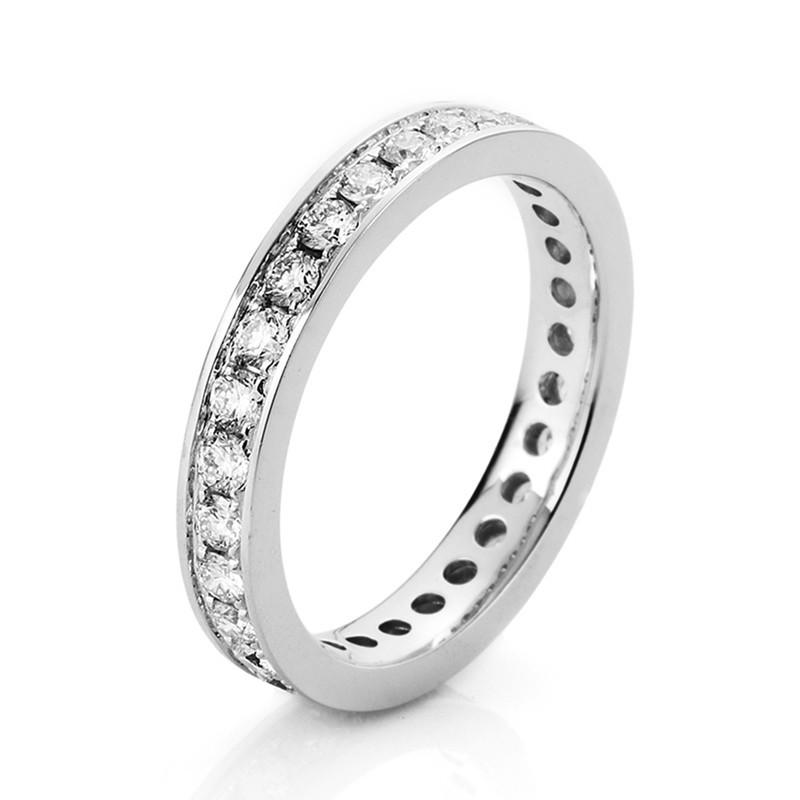 Image of Mémoire-ring 750/18k Weissgold Diamant 0.87ct. Damen Silber ONE SIZE