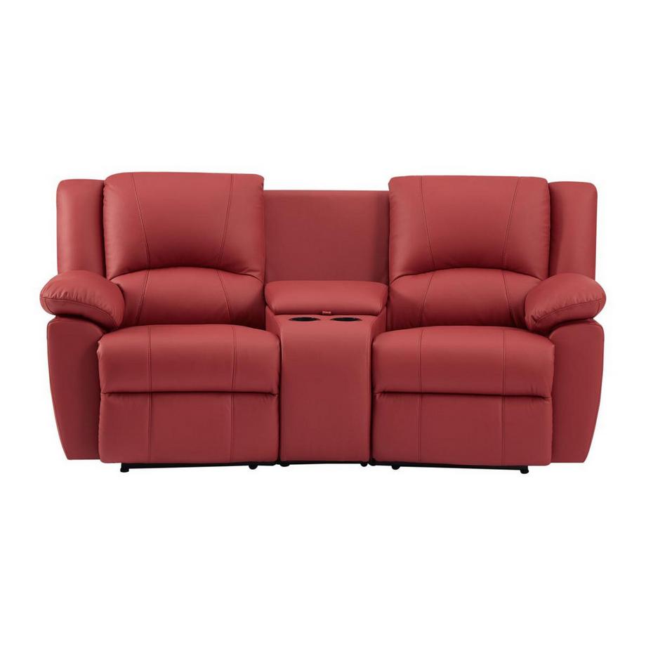 Vente-unique Canapé 2 places relax en cuir de vachette rouge AROMA  