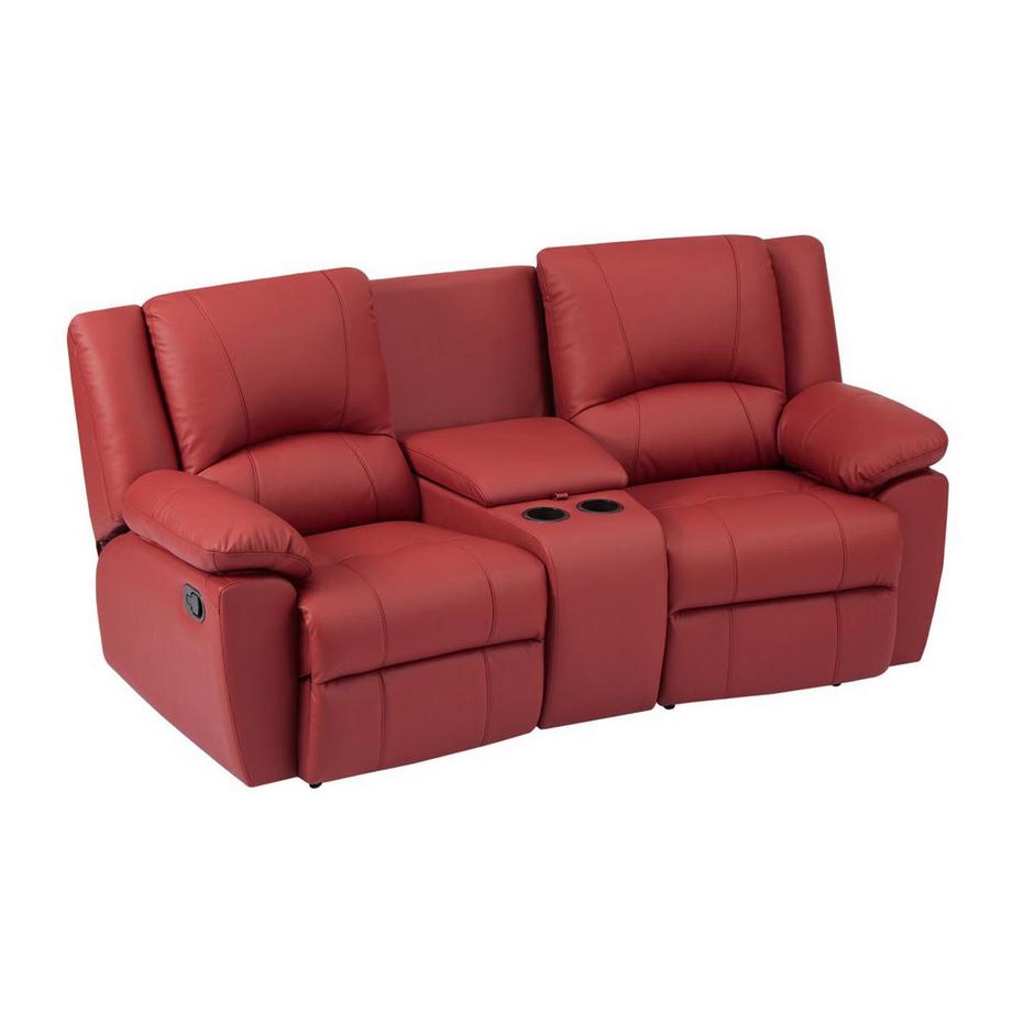 Vente-unique Canapé 2 places relax en cuir de vachette rouge AROMA  