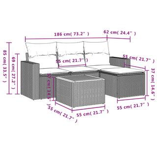 VidaXL Ensemble de canapés de jardin rotin synthétique  