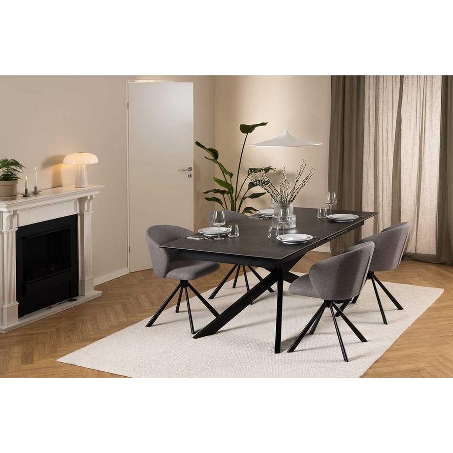 mutoni Tavolo da pranzo Isolde in vetroceramica nero 200-240/100  