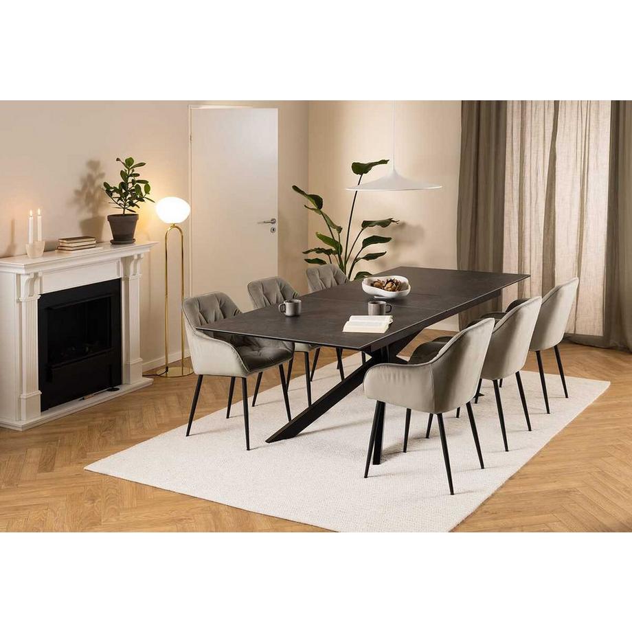 mutoni Tavolo da pranzo Isolde in vetroceramica nero 200-240/100  