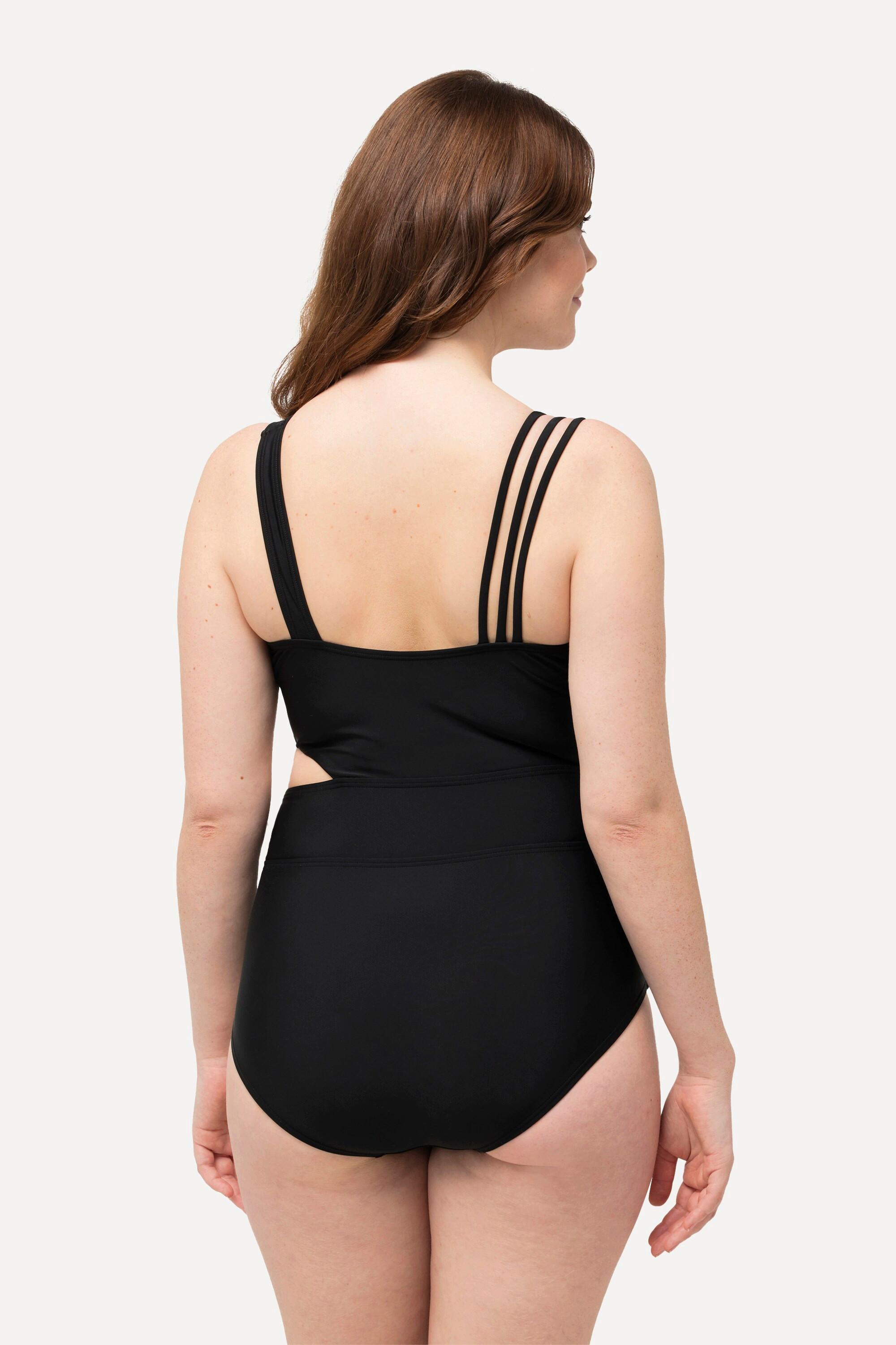 Ulla Popken  Maillot de bain color block, avec bonnets souples. Matière recyclée 