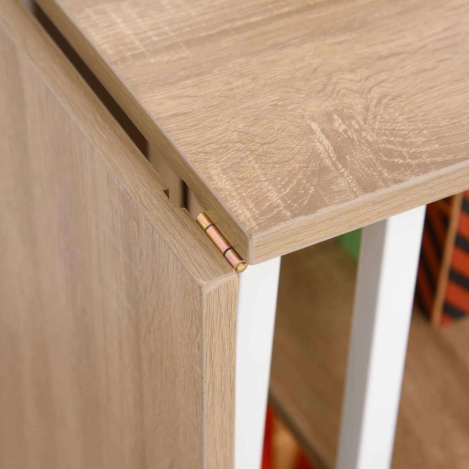 Northio Table Pliante Bureau Mobile Sur Roulettes, Table D'Appoint, Mdf, Naturel, 107X55X76Cm  