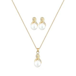 Elli  Ensemble de Bijoux Infinity Perles D'eau Douce Cristaux 