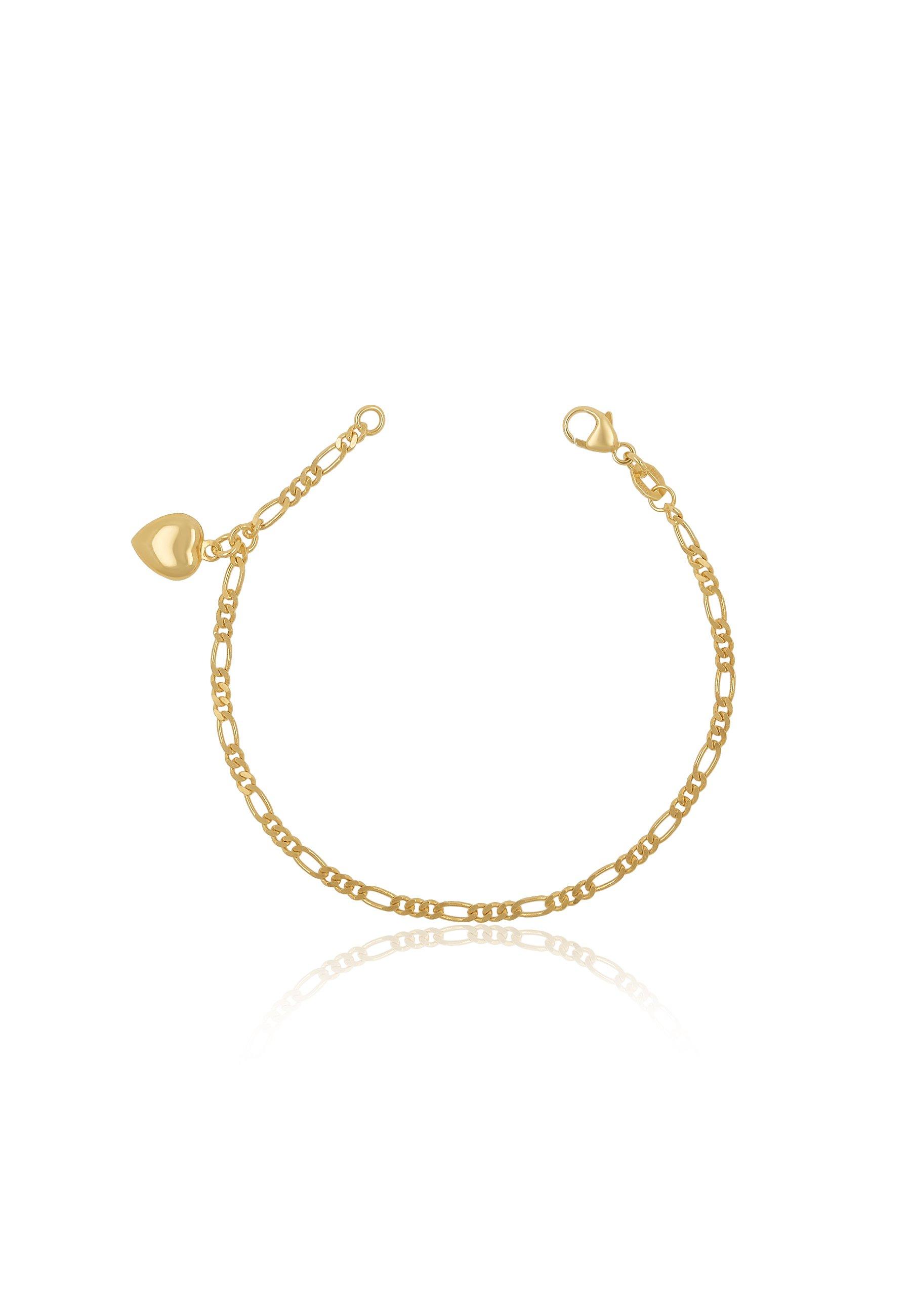 MUAU Schmuck  Bracelet Figaro Herz Gelbgold 750, 2.2mm, 16cm 