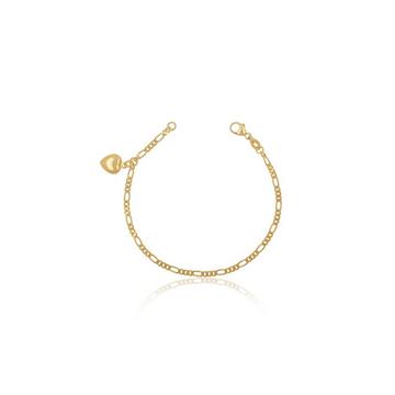 Bracelet Figaro Herz Gelbgold 750, 2.2mm, 16cm