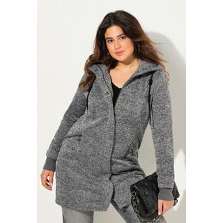 Ulla Popken  Strickfleece-Jacke, Kapuze, 2-Wege-Zipper, Zipptaschen 