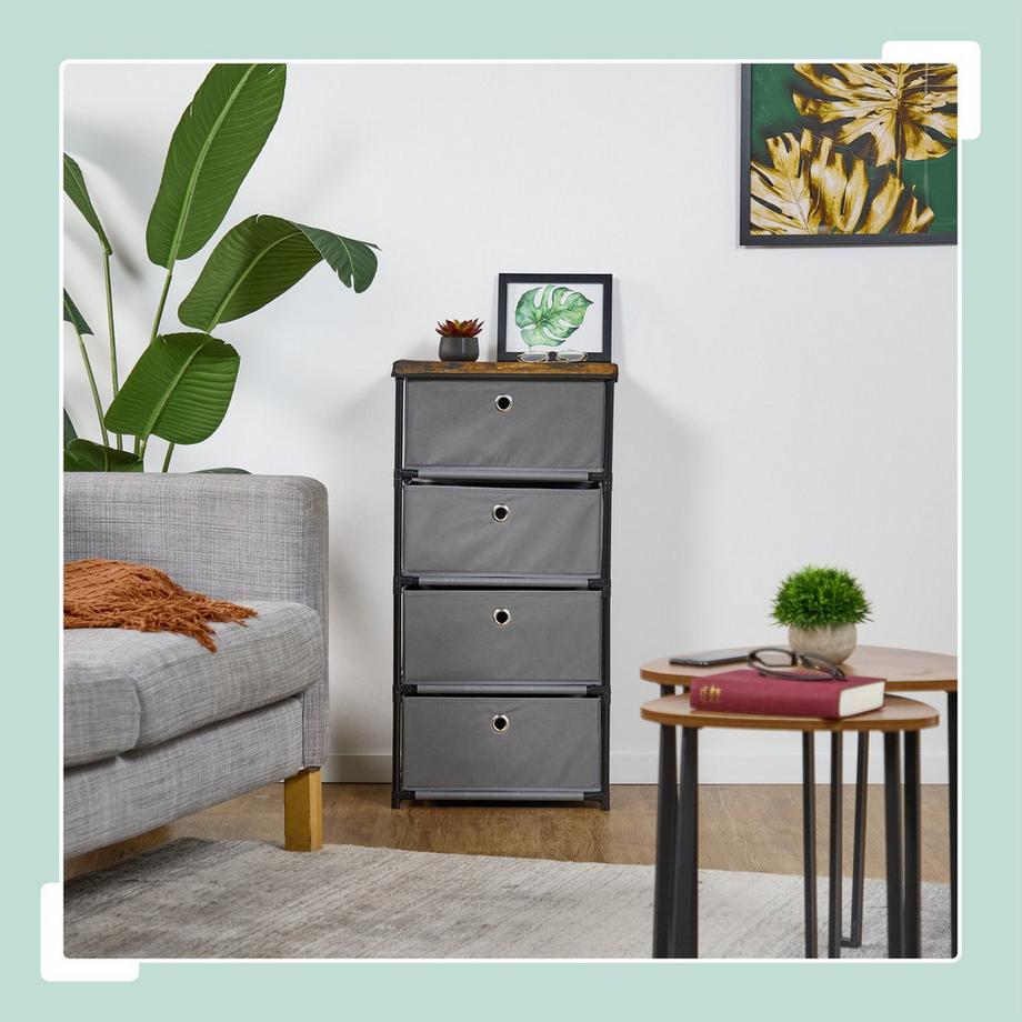 Northix Kommode im Holzdesign mit Stoffschubladen  