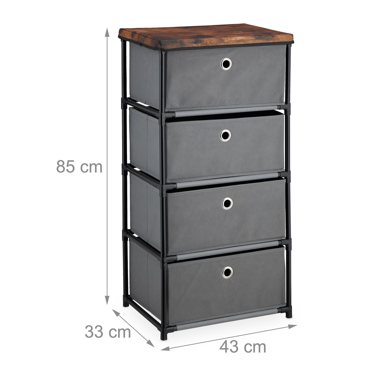 Northix Kommode im Holzdesign mit Stoffschubladen  