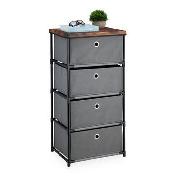 Kommode im Holzdesign mit Stoffschubladen