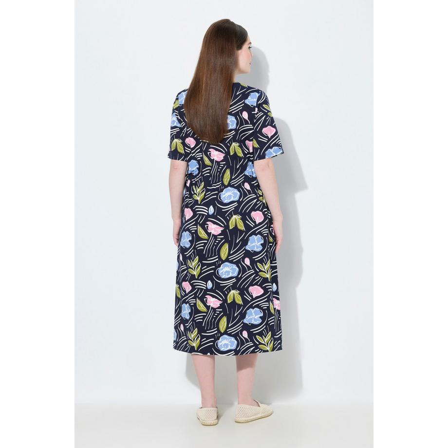 Ulla Popken Abito Midi Floreale Scollo a V Mezza Manica  