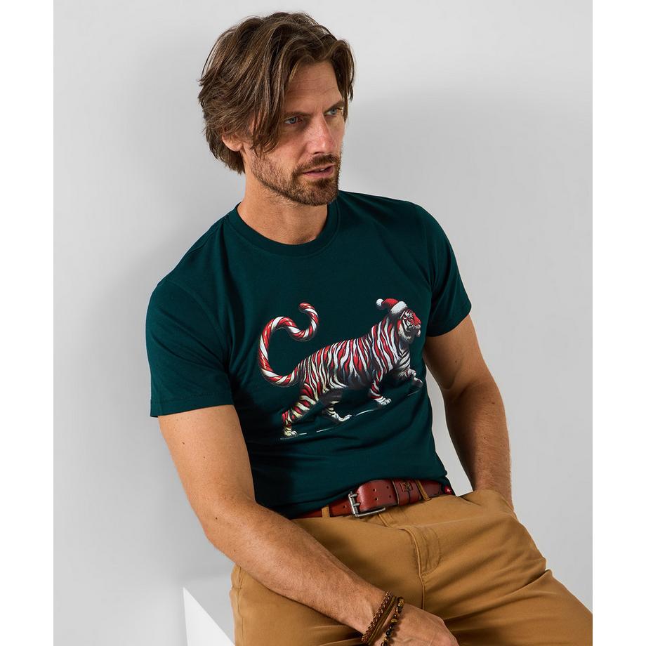 T-Shirt mit Tiger- und Zuckerstangenmotiv