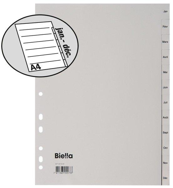 Biella BIELLA Register PP grau A4 471413.91 Jan.-Dez., französisch  