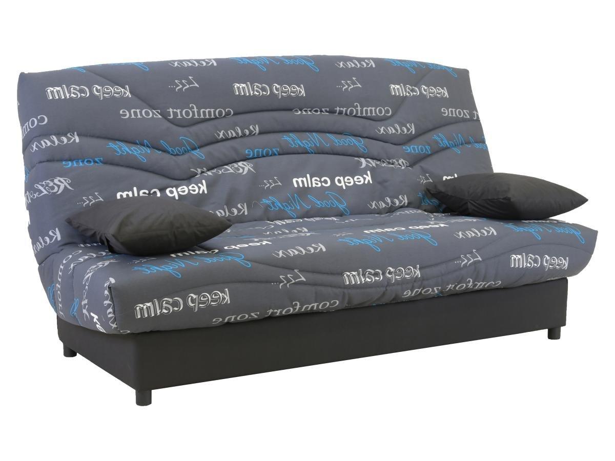 Vente-unique Schlafsofa Klappsofa mit Bettkasten - Stoff - Motiv Good Night - SALOON  