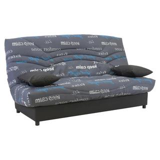 Vente-unique Schlafsofa Klappsofa mit Bettkasten - Stoff - Motiv Good Night - SALOON  