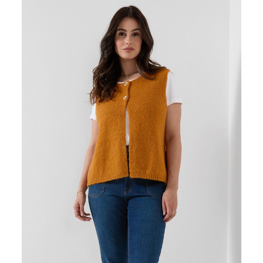 Pull Sans Manches en Maille à Double Boutonnage Loretta