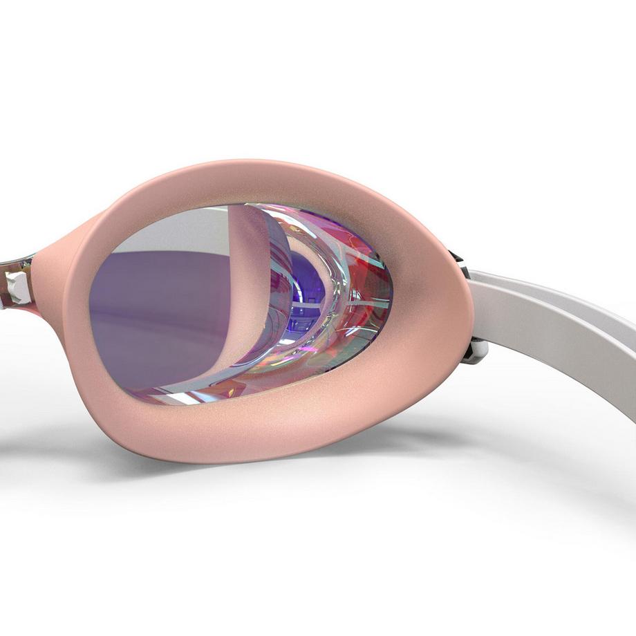 DECATHLON  Schwimmbrille Einheitsgrösse - Bfit weiss-rosa verspiegelt - Neu Antibeschlag 