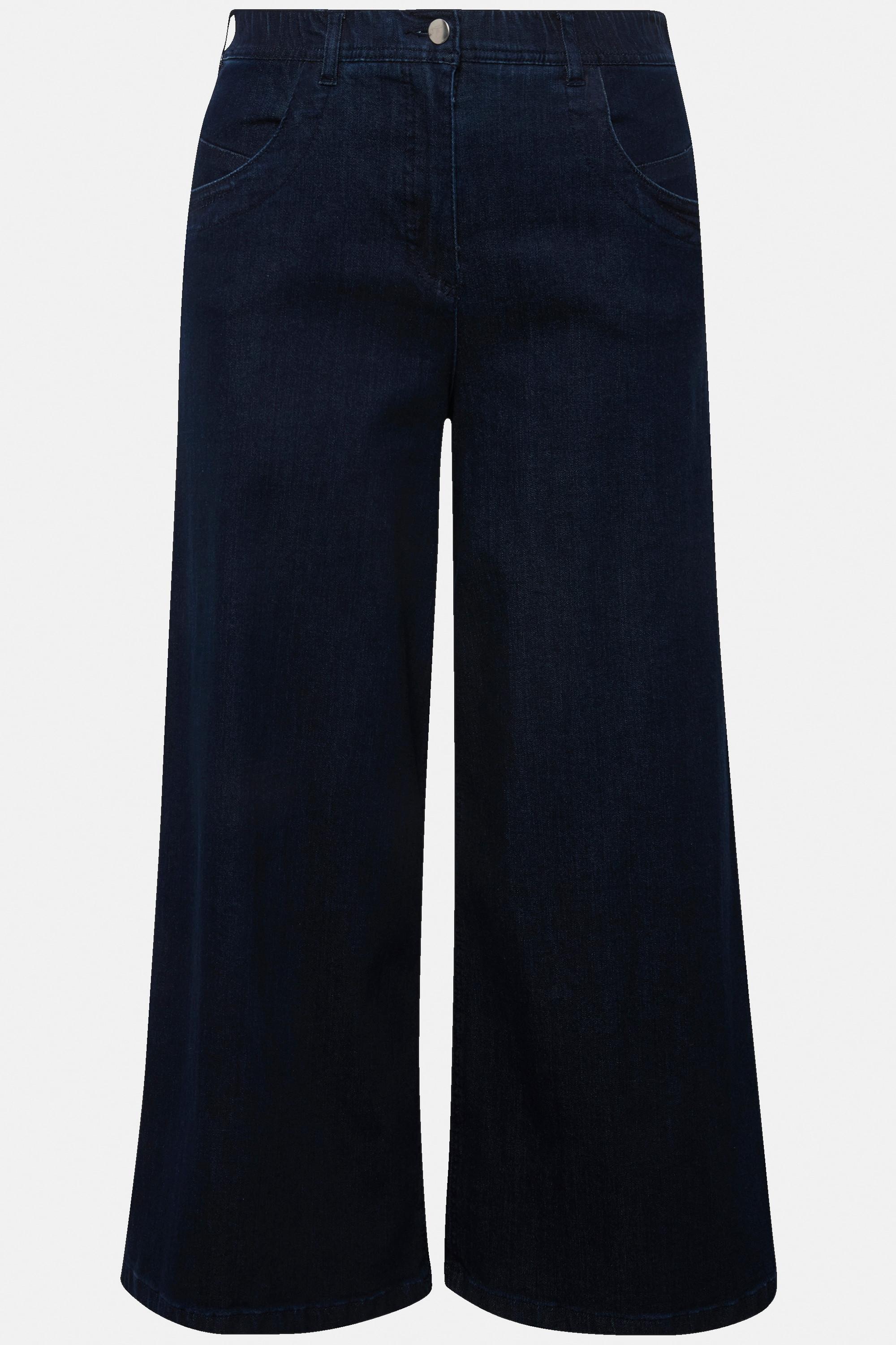 Ulla Popken  Jeans-Culotte, wadenlang, weites Bein, Marlenehose 