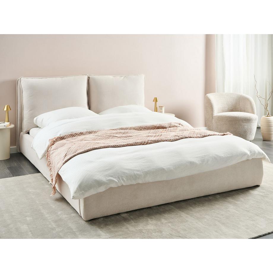 Beliani Lit à eau en Tissu  BAJONNA  