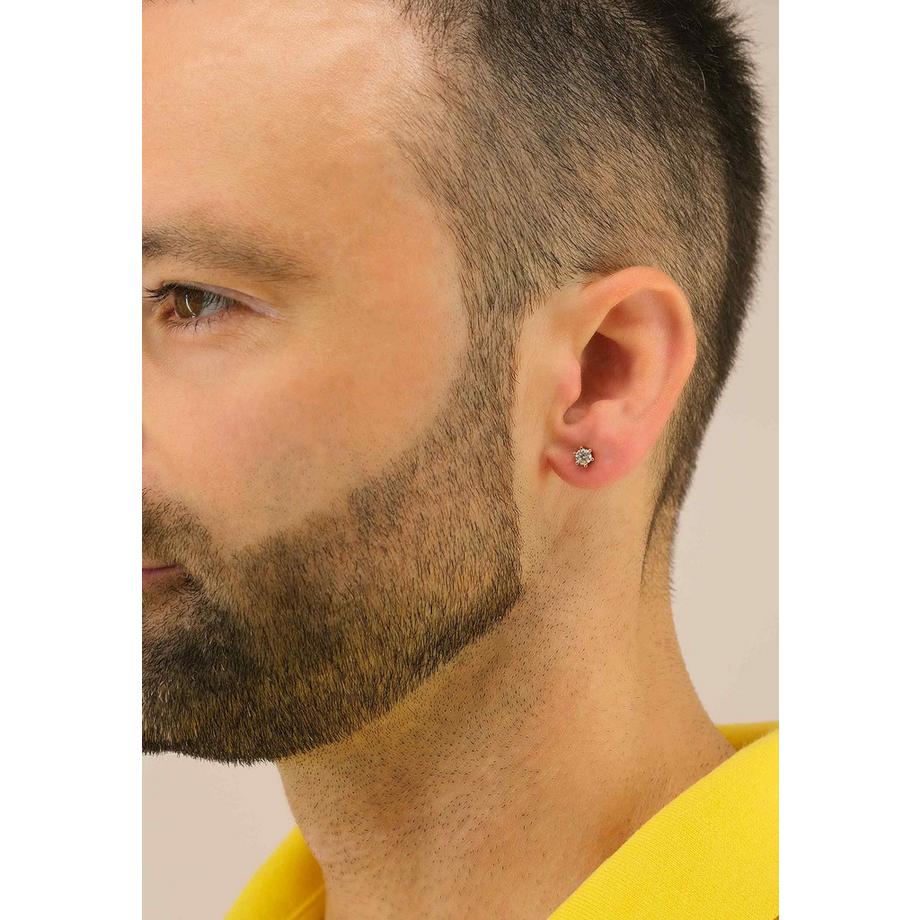 MUAU Schmuck  Clous d'oreilles solitaires 6 poignées en or jaune 750 diamants 0,50ct. 6,5mm 