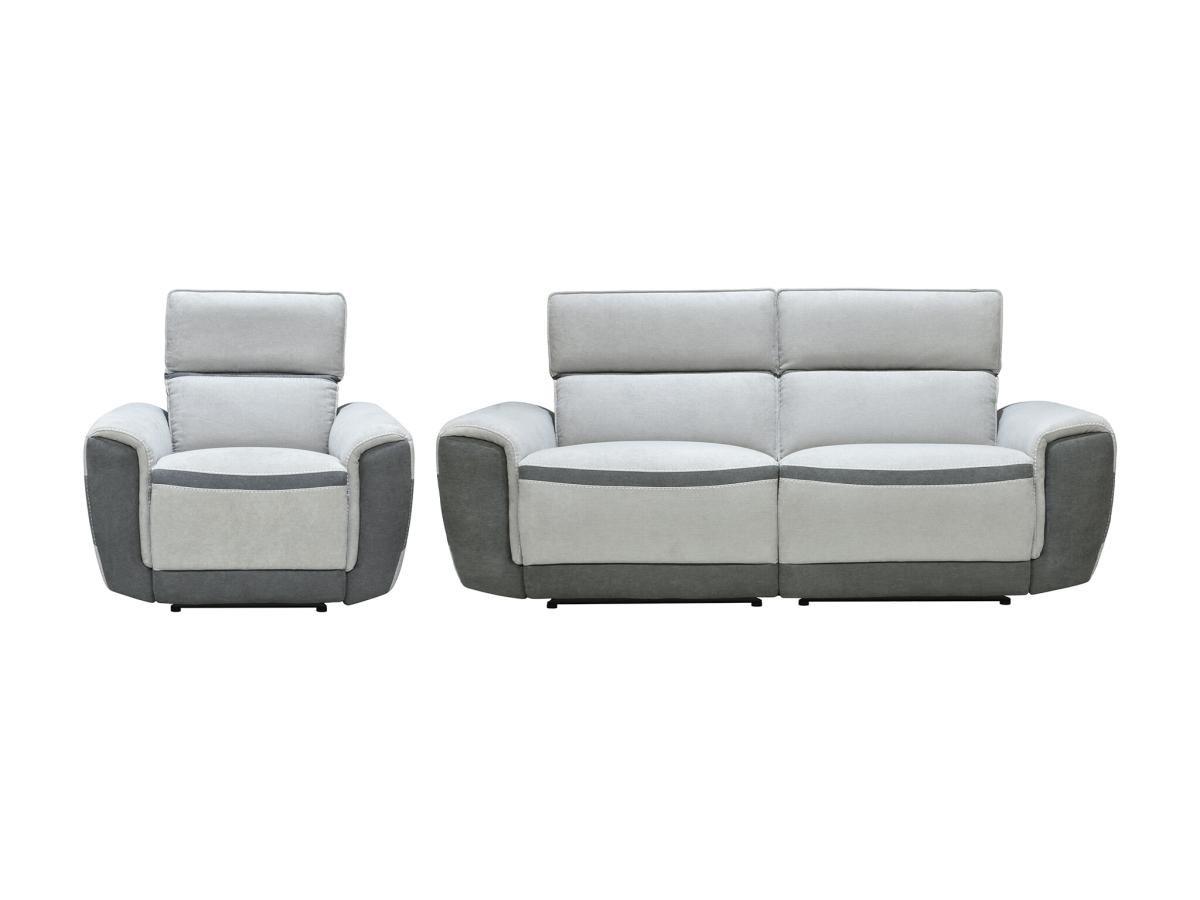 Image of Relaxsofa 3-Sitzer & Relaxsessel elektrisch - Stoff - Hellgrau - ORIETTO Relaxsofa 3-Sitzer & Relaxsessel elektrisch - Stoff - Hellgrau - ORIETTO