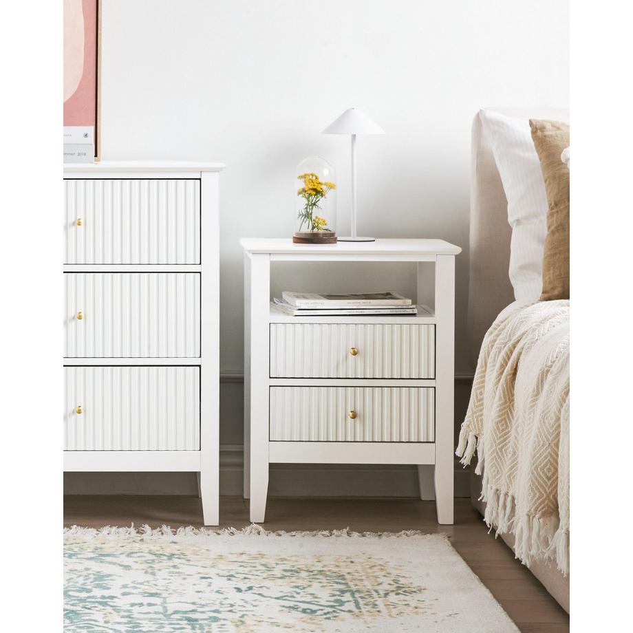 Beliani Comodino 2 cassetti en Fibra a media densità (MDF) Minimalista ASSISI  