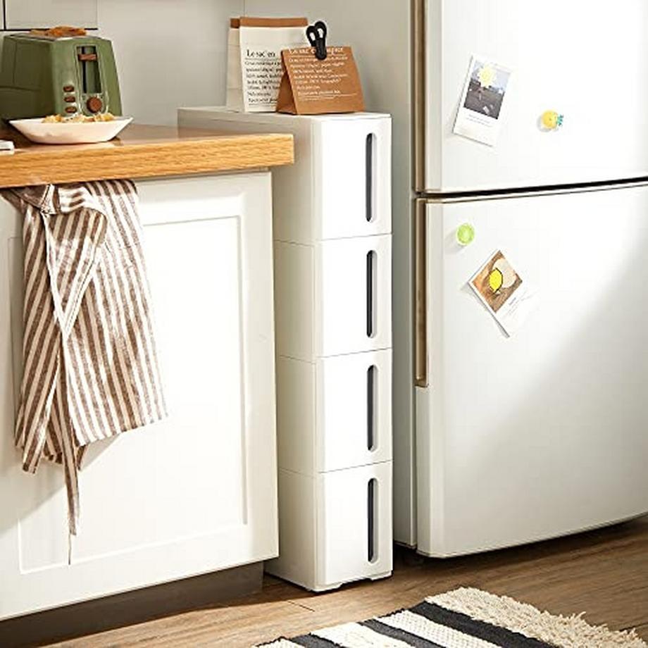 Pricenet  Schmaler Rollwagen mit 4 Schubladen und Rädern 