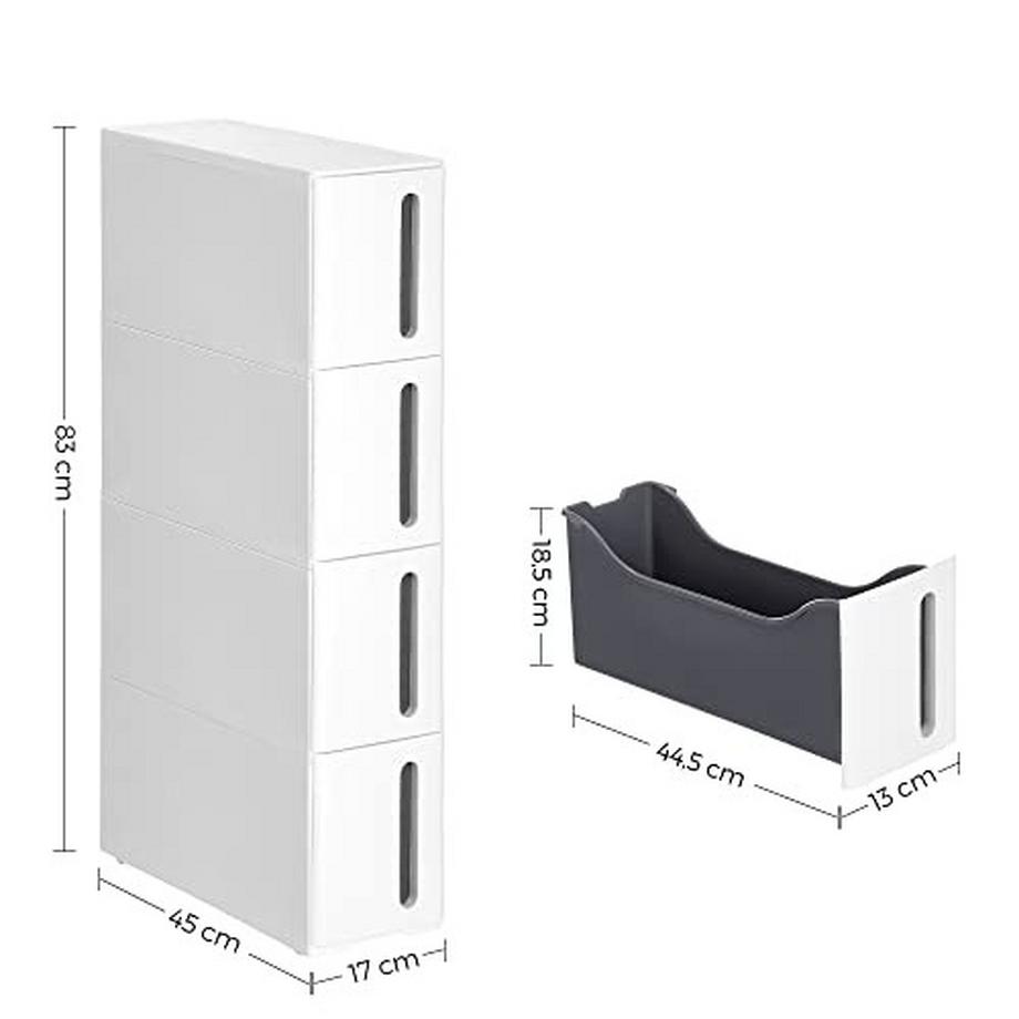 Pricenet  Schmaler Rollwagen mit 4 Schubladen und Rädern 