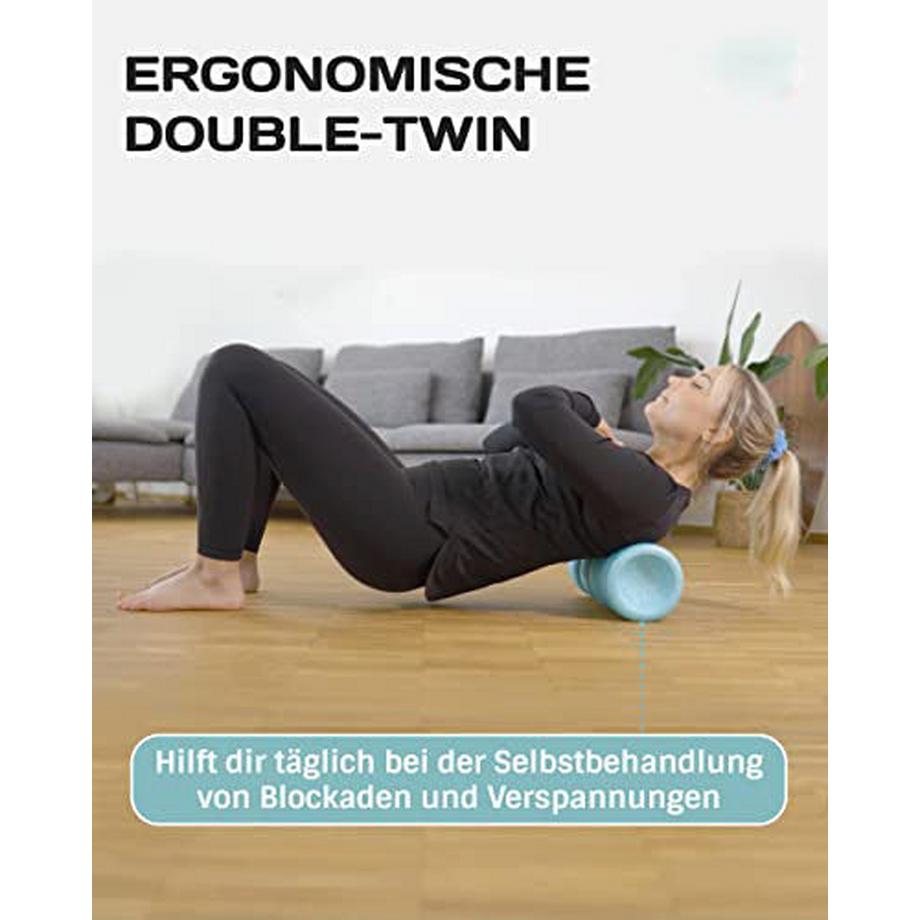 Alopini  Rouleau de fascia double-twin avec 4 zones d'action ergonomiques pour le cou, le dos, les fesses et les jambes. Profondément efficace 