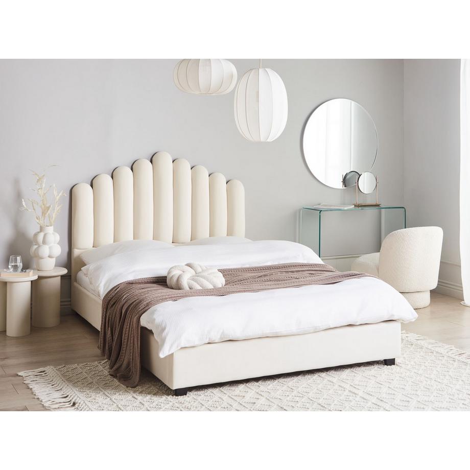 Beliani Lit avec sommier en Velours Glamour VINCENNES  