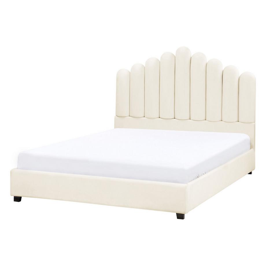 Beliani Lit avec sommier en Velours Glamour VINCENNES  