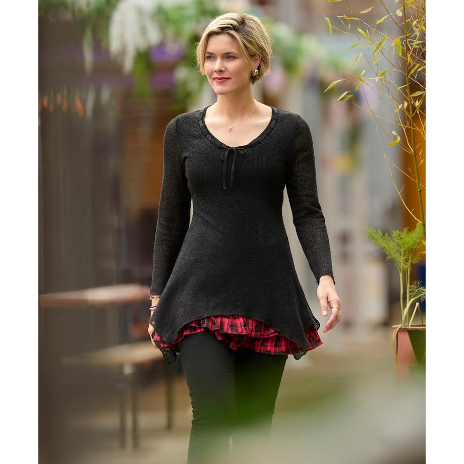 Joe Browns Tunika Zipfelsaum Ausgestellte Ärmel Bindekragen  