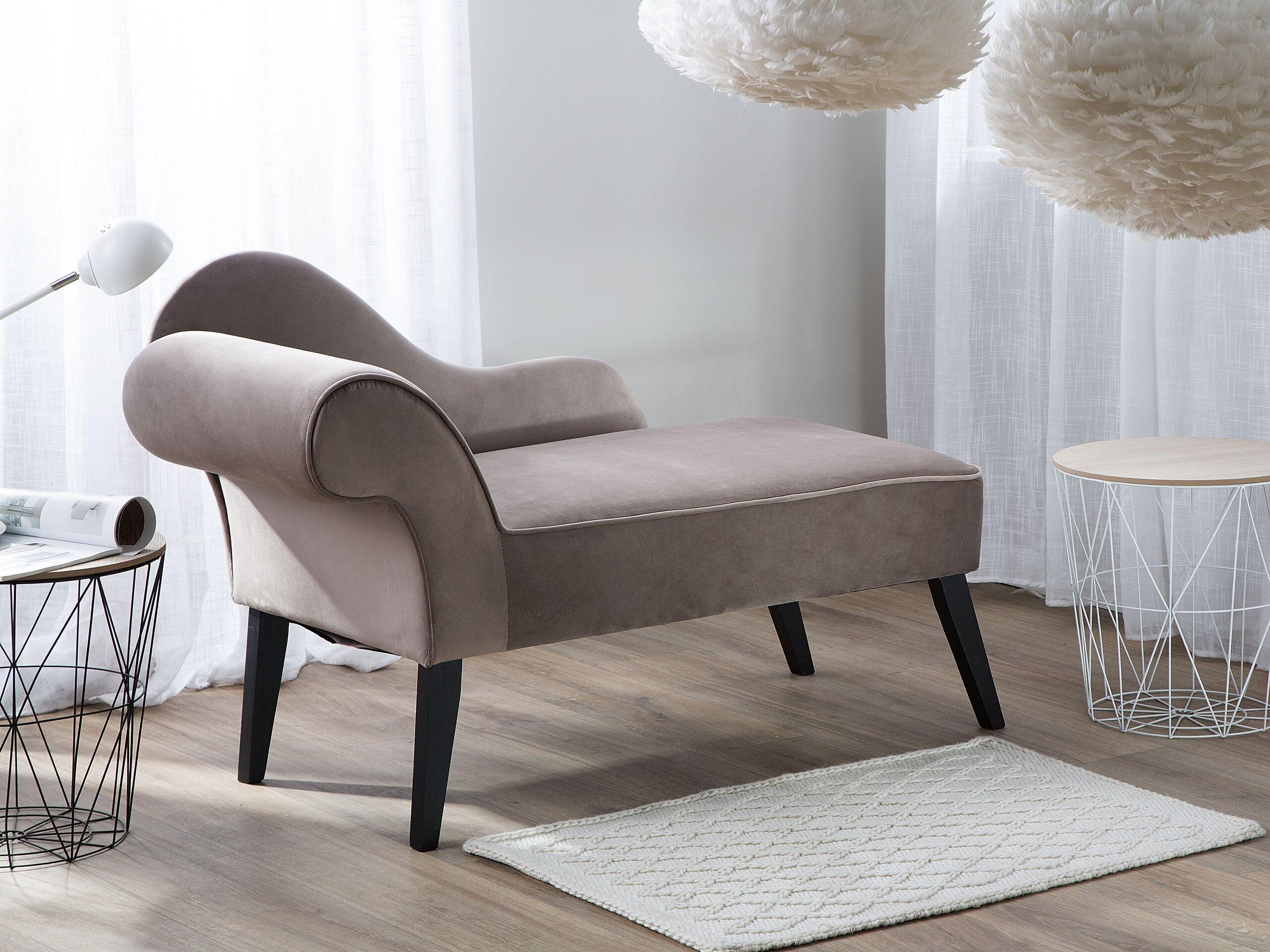 Beliani Chaise longue côté gauche en Velours Glamour BIARRITZ  