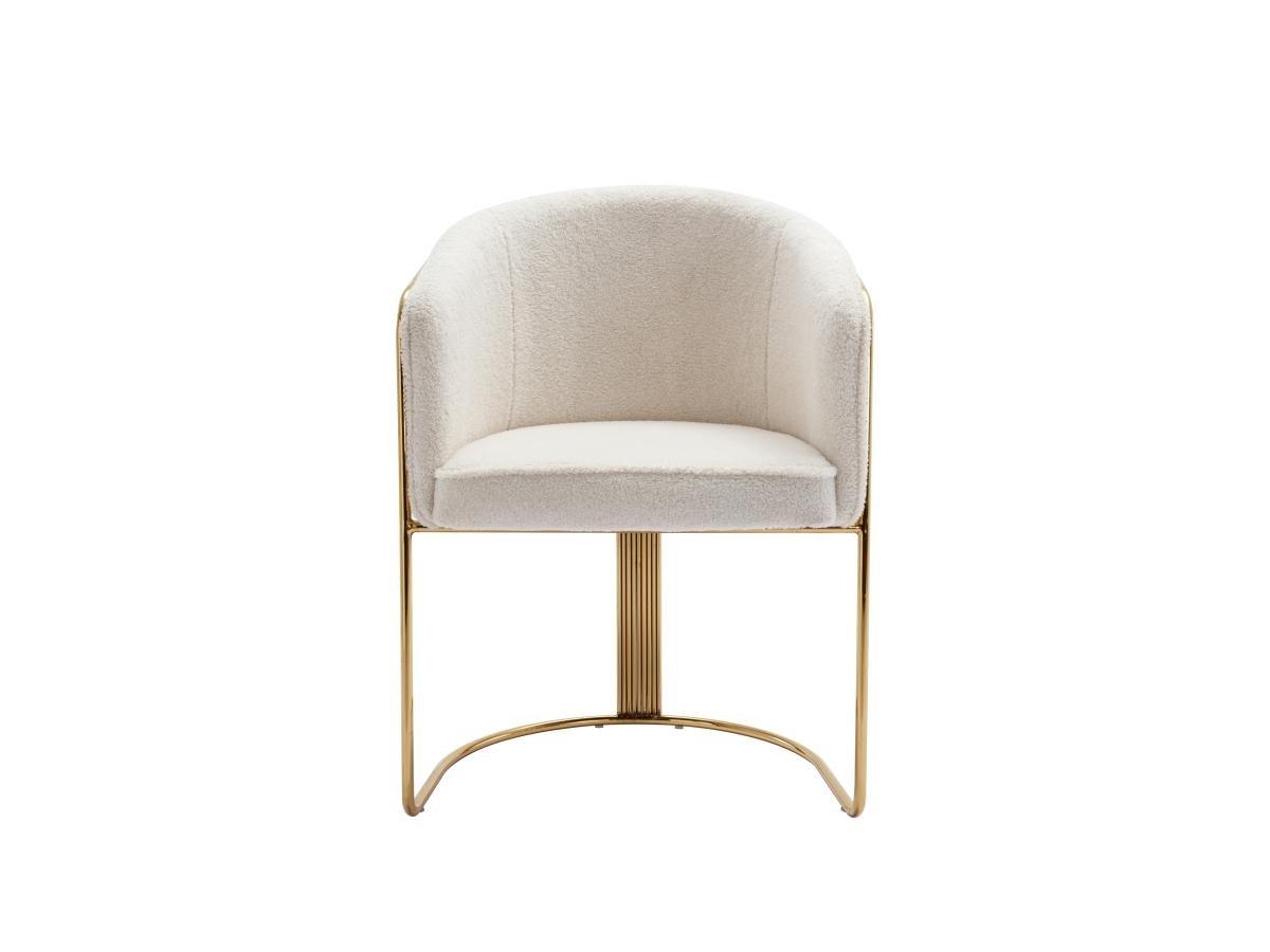 PASCAL MORABITO Lot de 2 chaises avec accoudoirs en tissu bouclette et métal - Blanc et doré - JOSETHE de Pascal MORABITO  