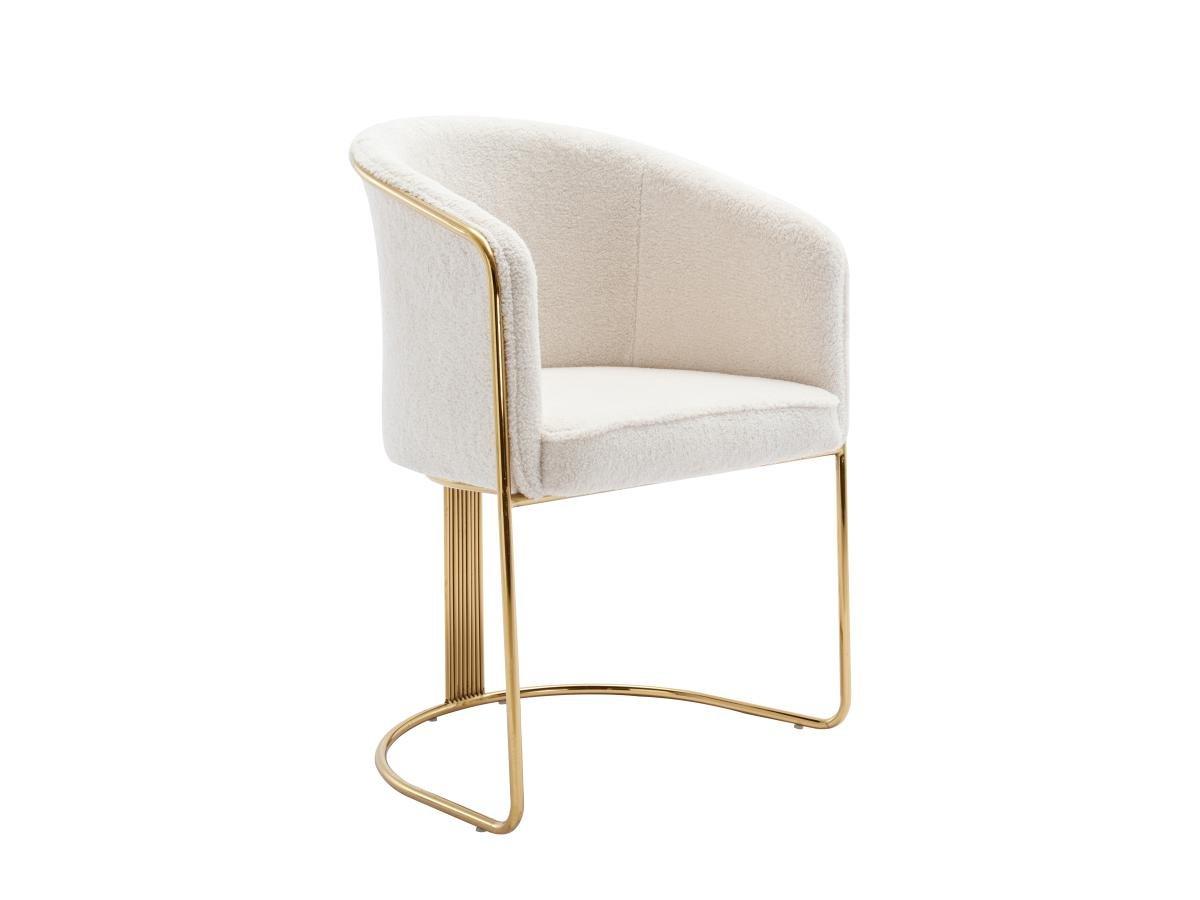 PASCAL MORABITO Lot de 2 chaises avec accoudoirs en tissu bouclette et métal - Blanc et doré - JOSETHE de Pascal MORABITO  