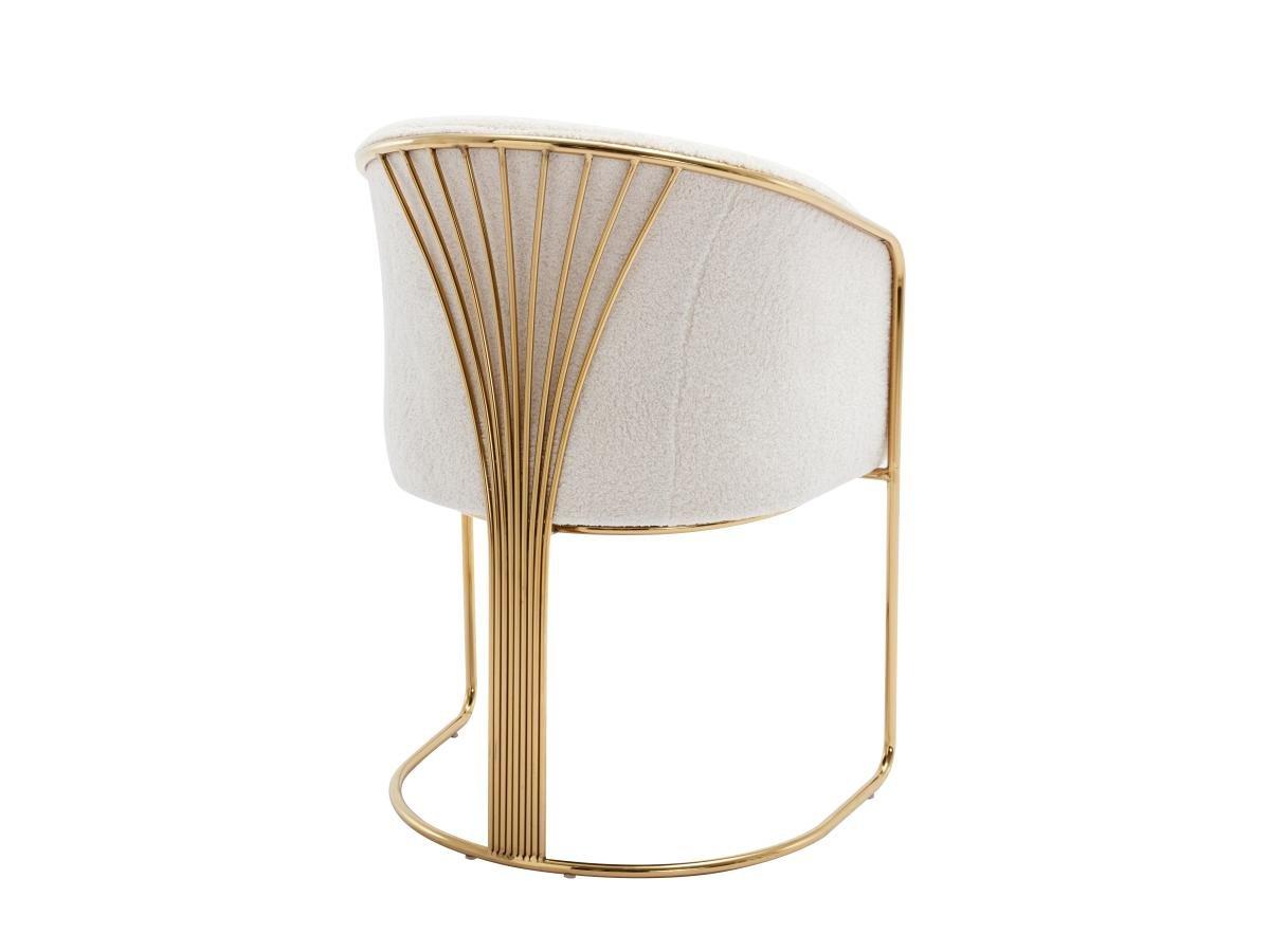 PASCAL MORABITO Lot de 2 chaises avec accoudoirs en tissu bouclette et métal - Blanc et doré - JOSETHE de Pascal MORABITO  