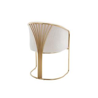 PASCAL MORABITO Lot de 2 chaises avec accoudoirs en tissu bouclette et métal - Blanc et doré - JOSETHE de Pascal MORABITO  